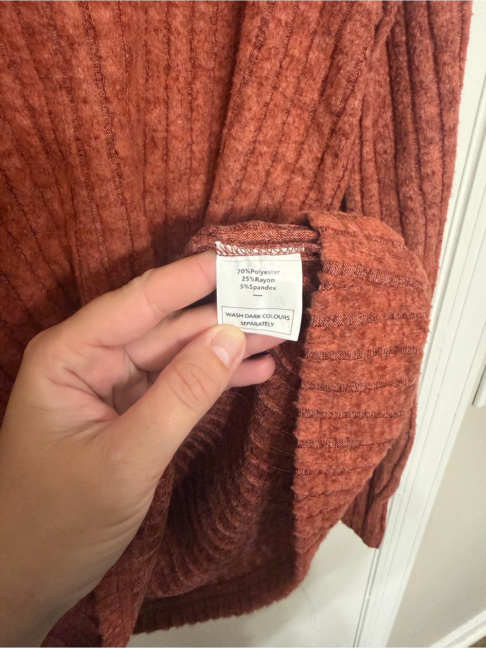 NWOT V-Neck Ribbed Sweater - Rust - Picture 3 of 3